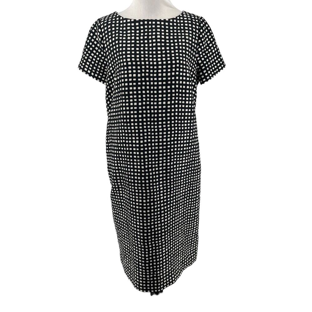 Max Mara Women's Black White‎ Printed Short Sleeve Sheath Dress Size 8